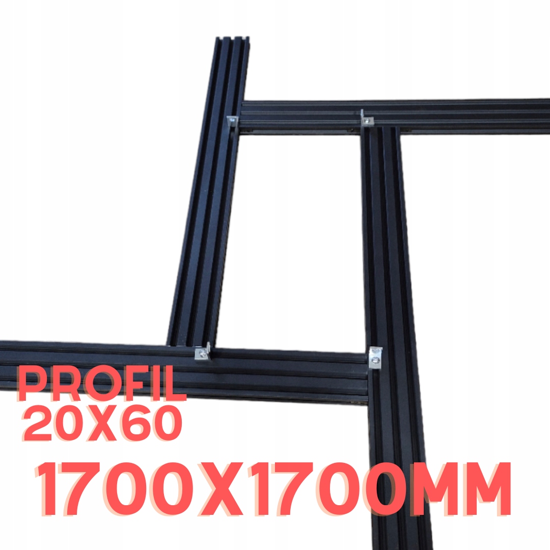 regulowany szablon do frezowania 1700x1700mm z profila 20x60 Czarne