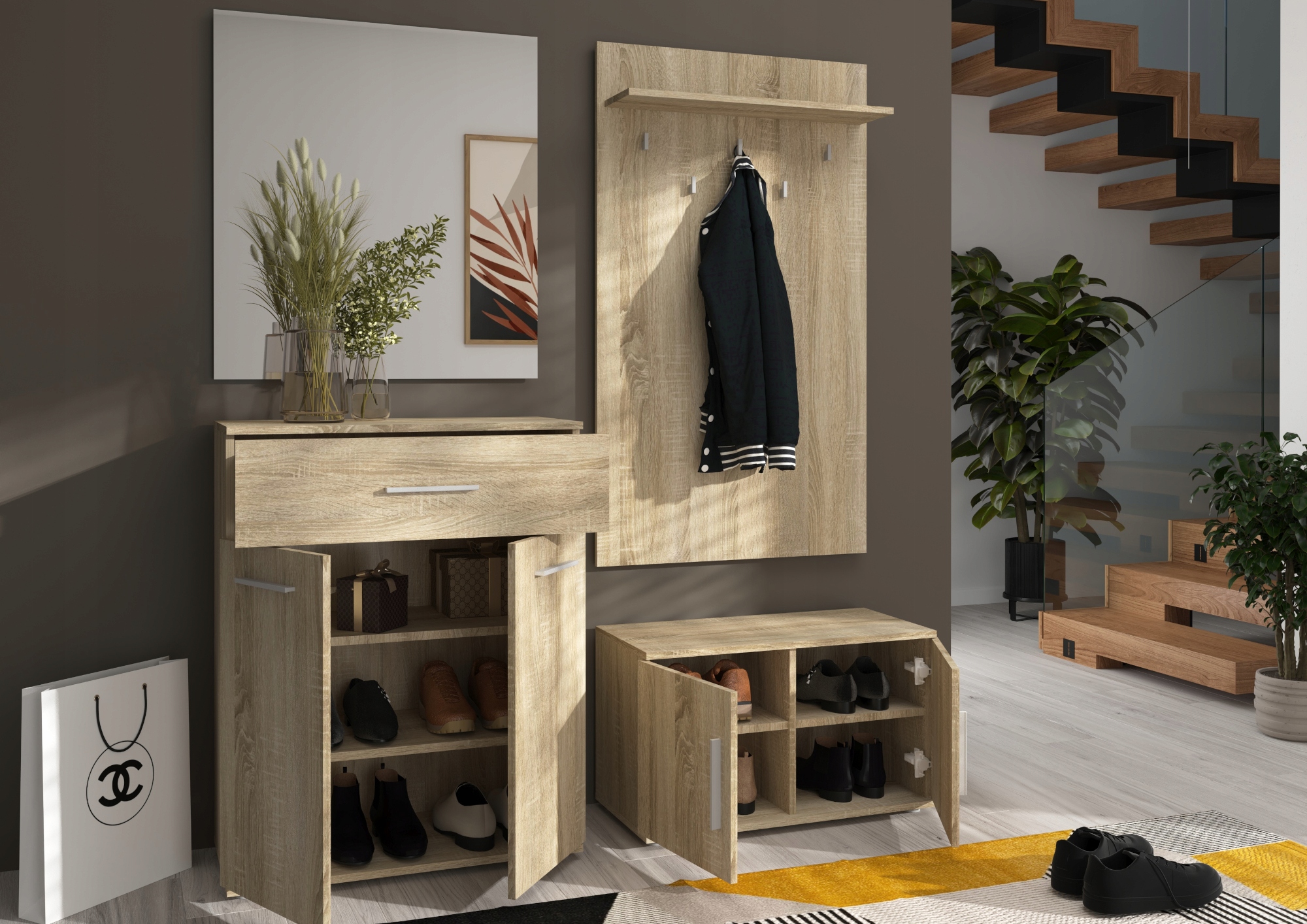 KOMODA SZAFKA VALENCIA 2D Z SZUFLADĄ 70 X 95 X 35 CM DĄB SONOMA MAT Marka MAFmeble