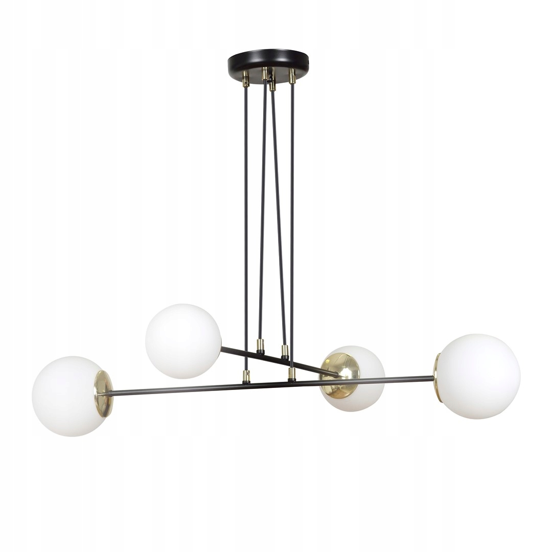 Závesná lampa Ognis 4 Black, elegantná, tienidlo, čierna/zlatá