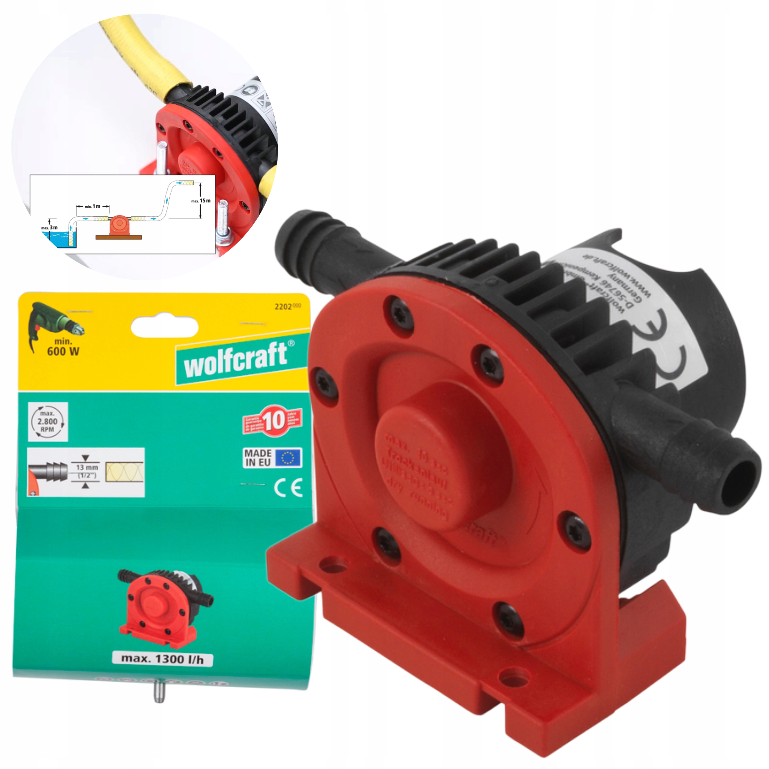 POMPA NA WIERTARKĘ 1300 l/h WOLFCRAFT WF2202000