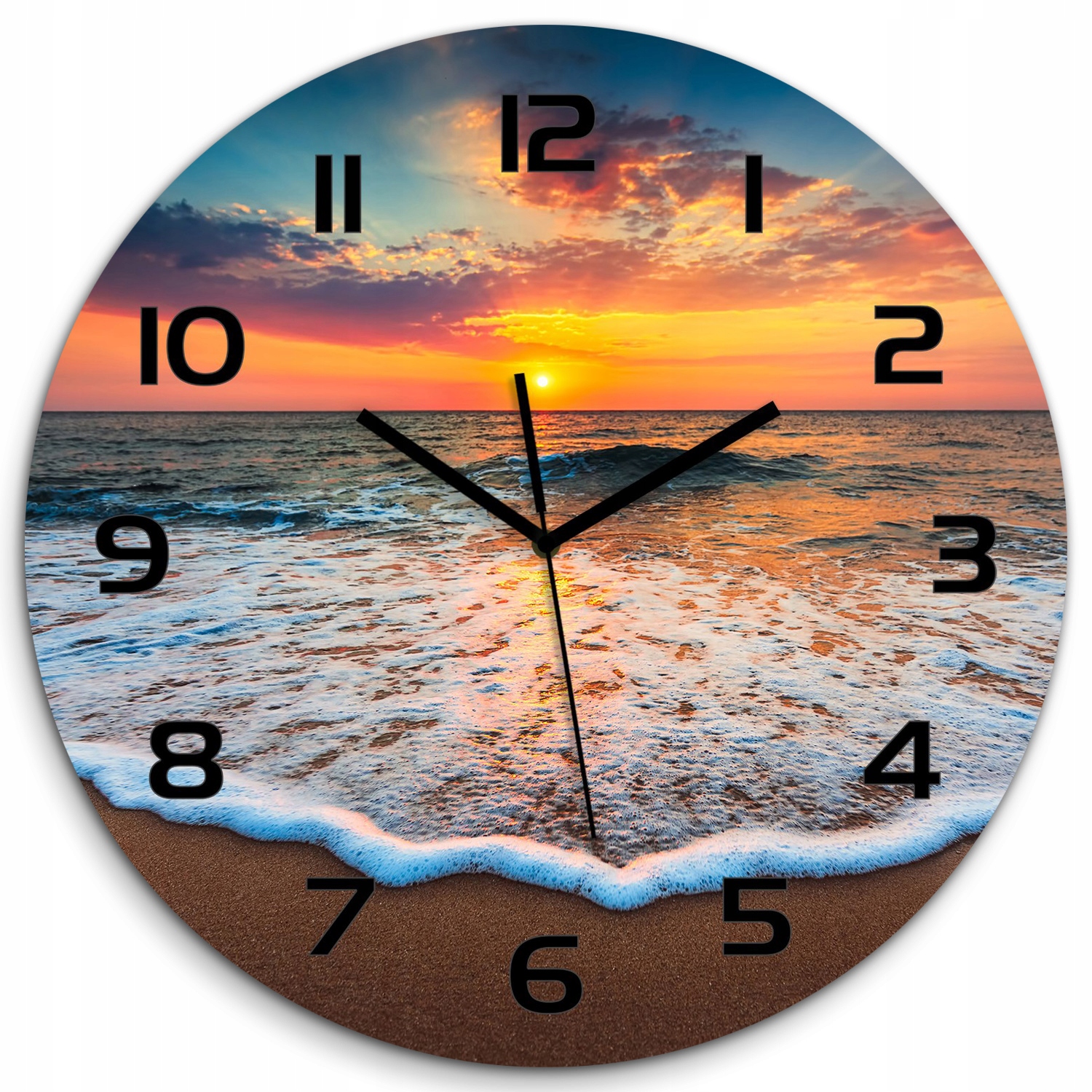 

Nowoczesny szklany zegar Zachód nad morzem fi 60cm