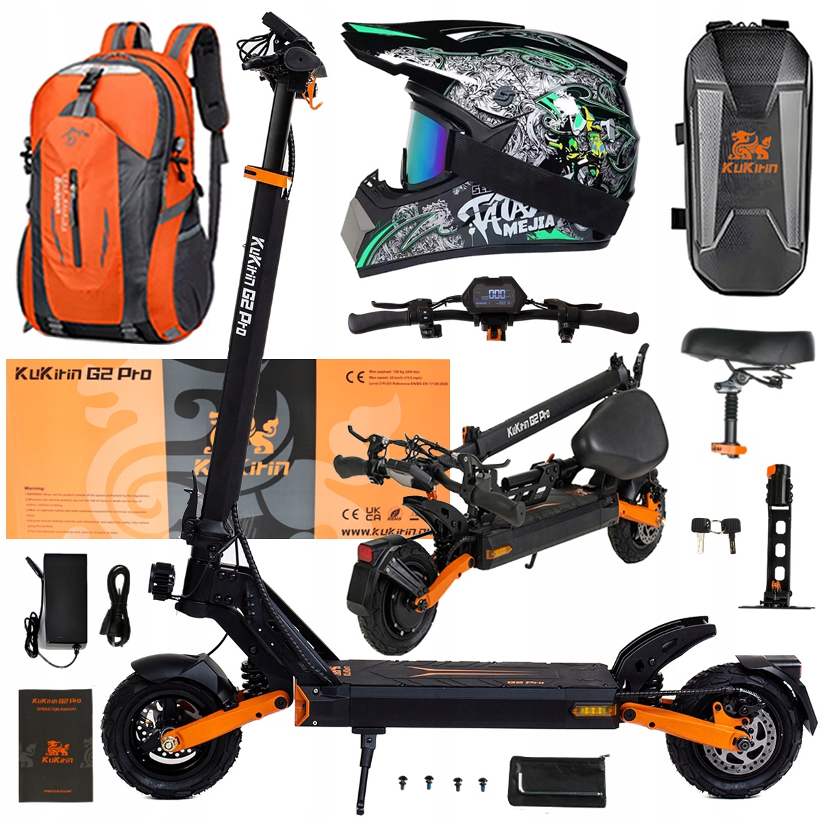 Składany Pojazd Elektryczny Kukirin G2 Pro 1000W 48V 15.6AH 45KM/H +Prezent