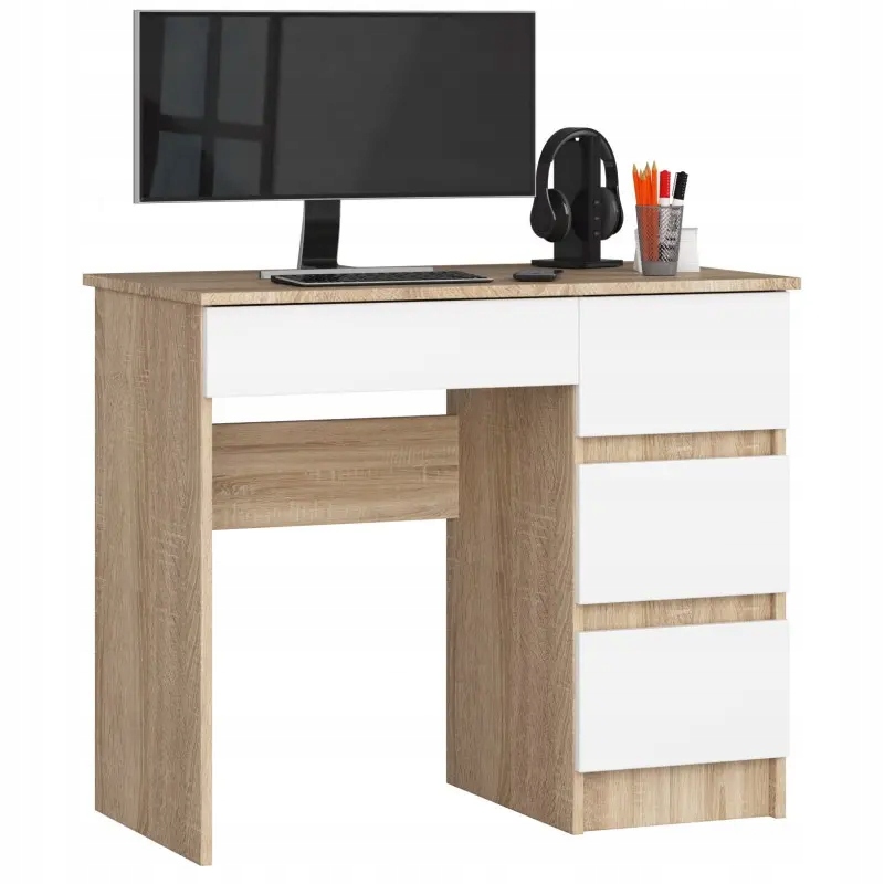 

Biurko do pokoju dziecięcego sonoma białe 90 cm