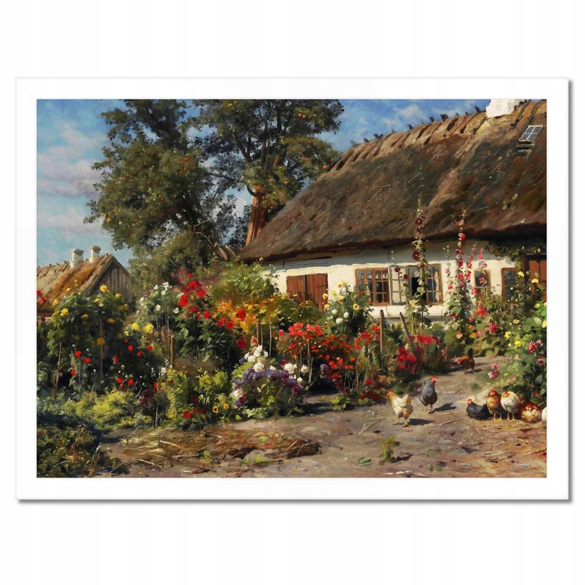 Plakáty v rámu 40x30 Venkovský domek s květinami