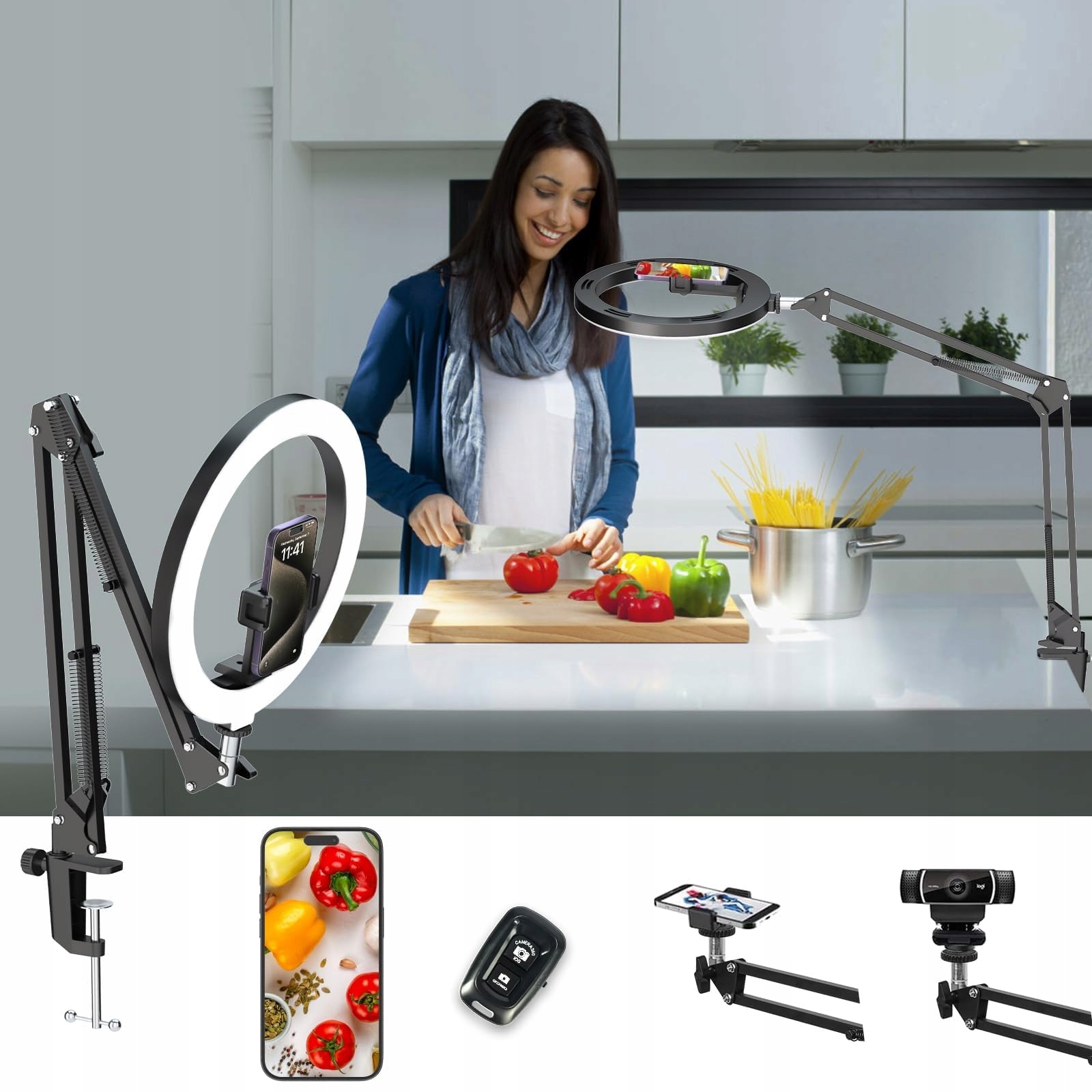 LUXSURE Statyw Z Lampą Pierścieniową Do Nagrywania Wideo I Streamingu