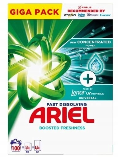 Levně Ariel Touch Of Lenor Unstoppables Univerzální prací prášek, 5,5 kg