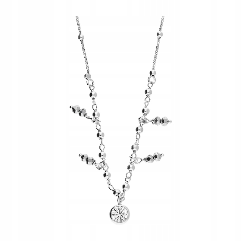 Stříbrný 925 náhrdelník řetízek se zirkonem a šedými kuličkami 4.95 gramů R42