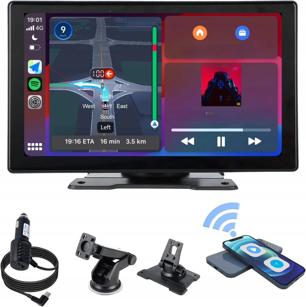 Prenosný Automobilový Displej Plimpton 9'' Carplay 9 Palcov Ips Mirrorlink 3V1