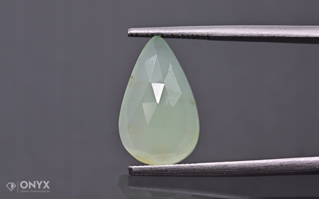 Chrysopraz fasetovaná rozeta slza 15,5x9,5 mm