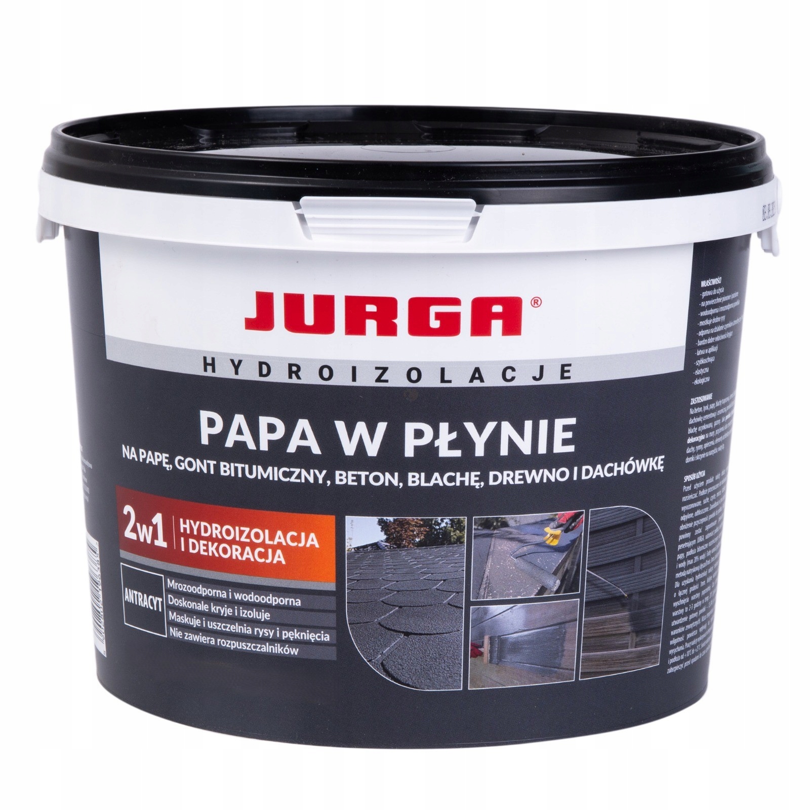 Jurga Papa W Płynie Farba Na Dach Wodoodporna Uniwersalna Antracyt 7KG