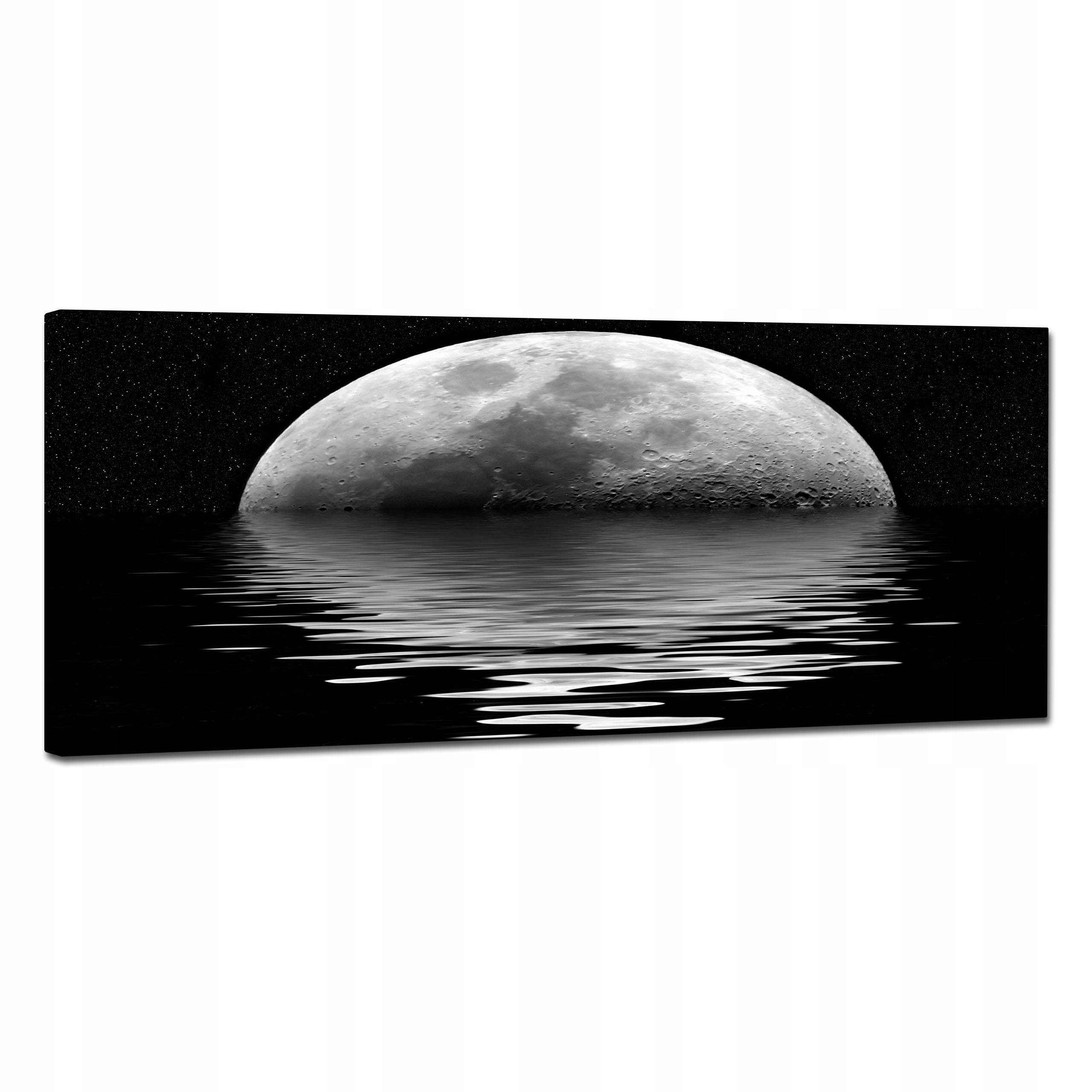 Obraz Na Plátně Do Obývacího Pokoje Panorama Měsíc Černý Šedý 120x50