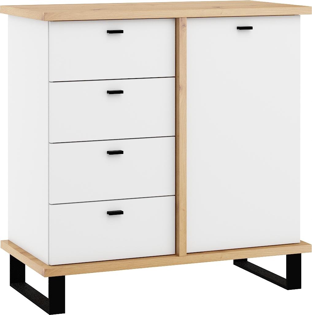 Komoda Cross CRO-04 dub artisan bílý mat 90 cm