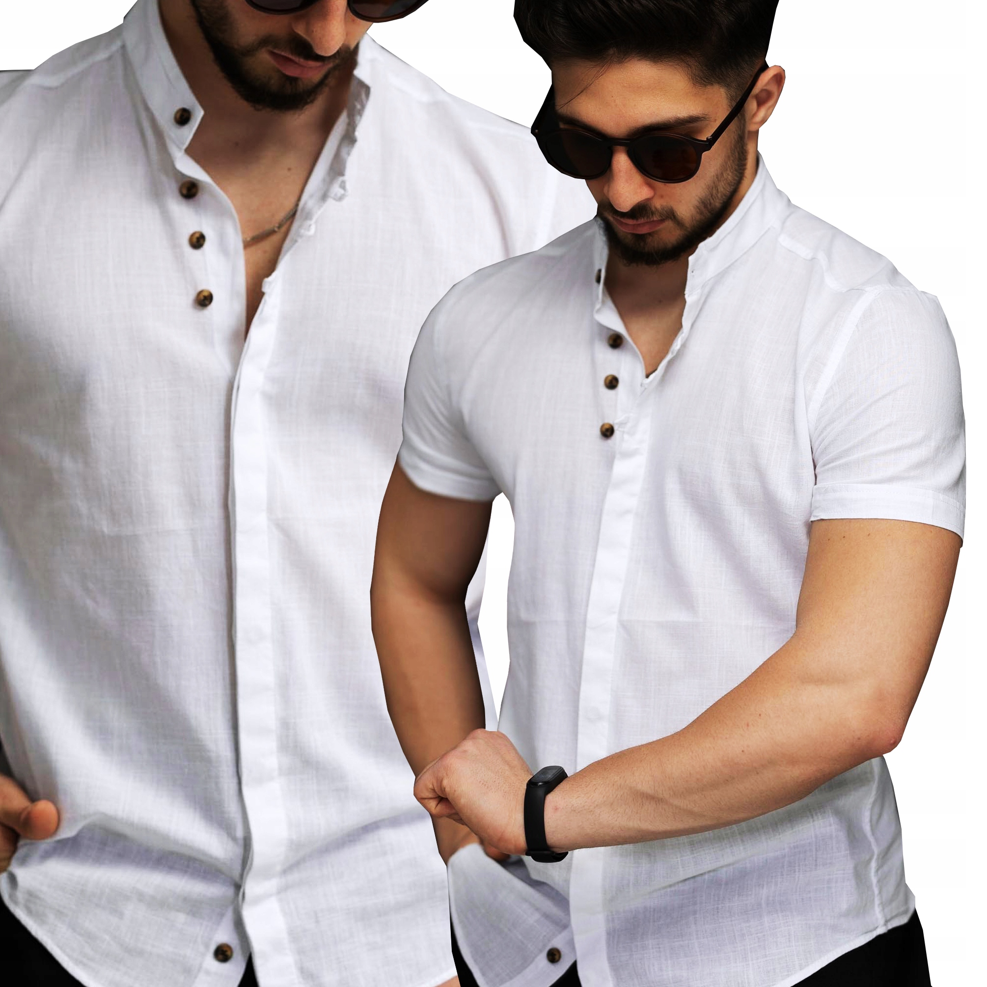 Pánská košile Stojka Casual Lněná Len Bavlněná Plus Size