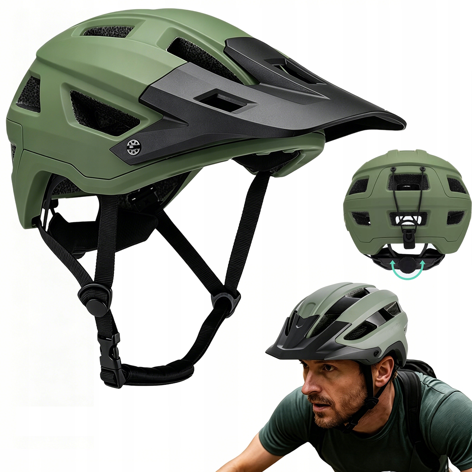 Kask Rowerowy Regulowany Męski Damski Na Rower Rolki 57-61cm L, Światło