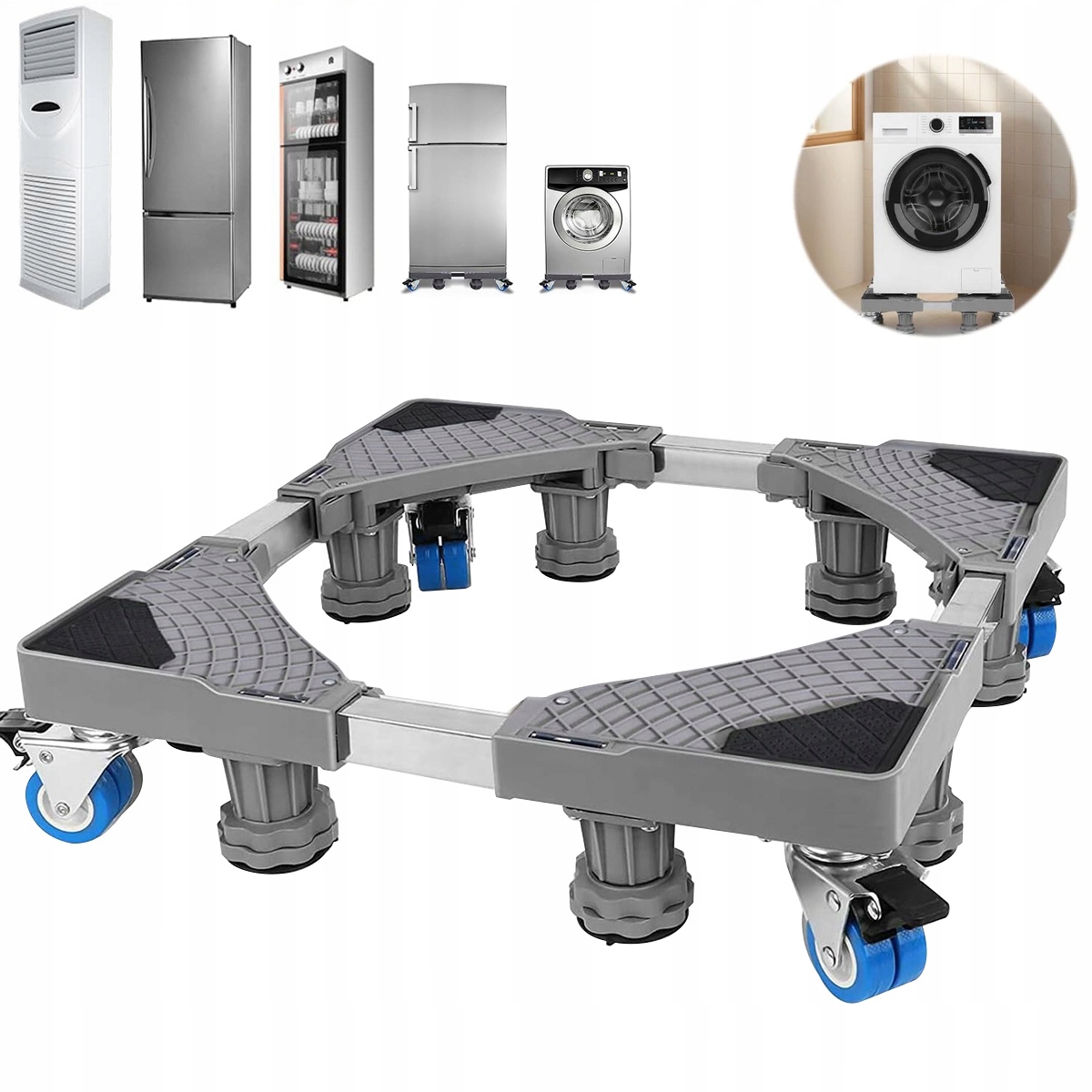 Podstawa Pod Pralkę Lodówkę Podstawa Ruchoma Regulowana 42-66CM Z 4 Kółka