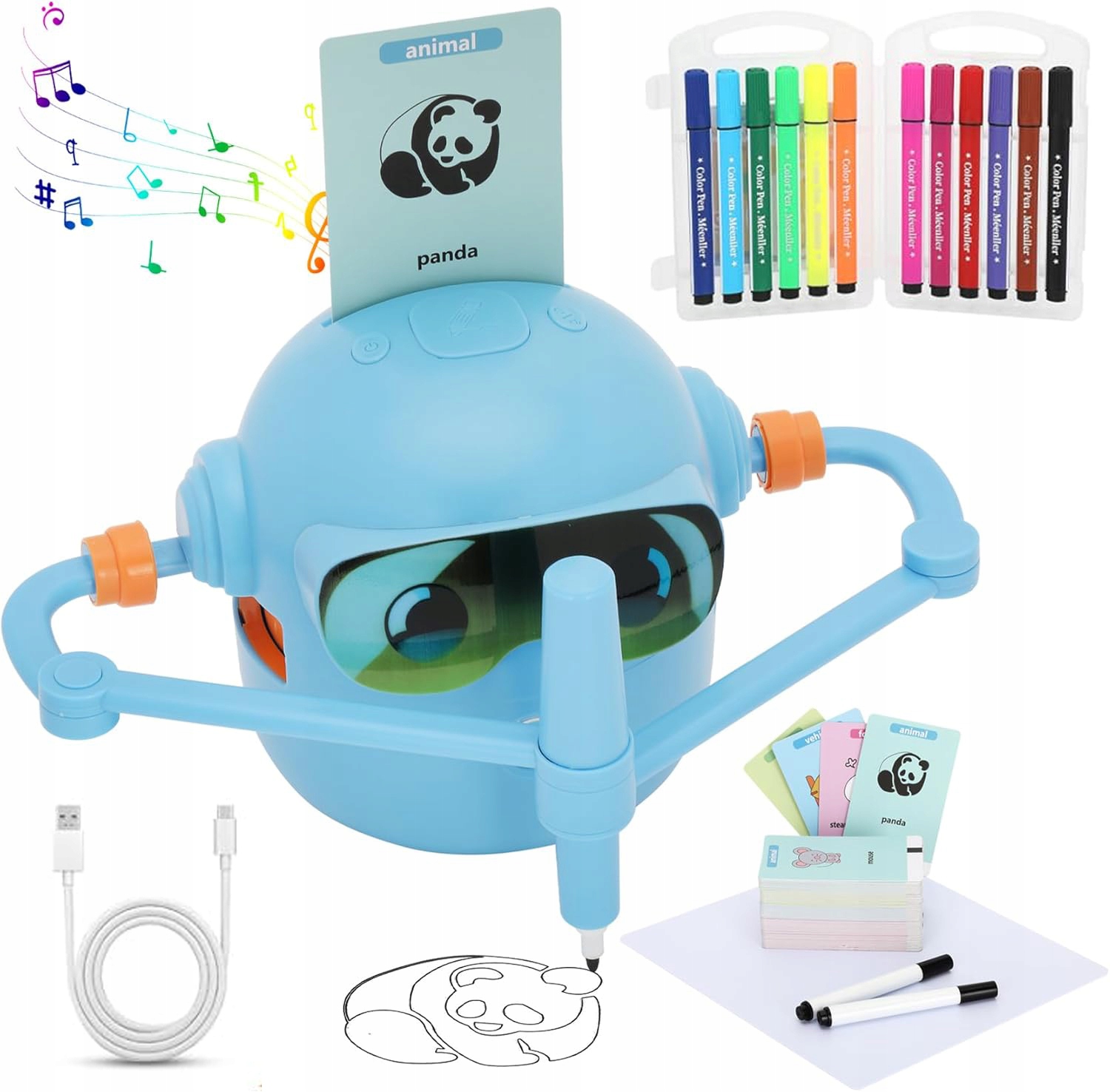 EDUKACYJNY ROBOT DO NAUKI RYSOWANIA + KOLOROWE PISAKI