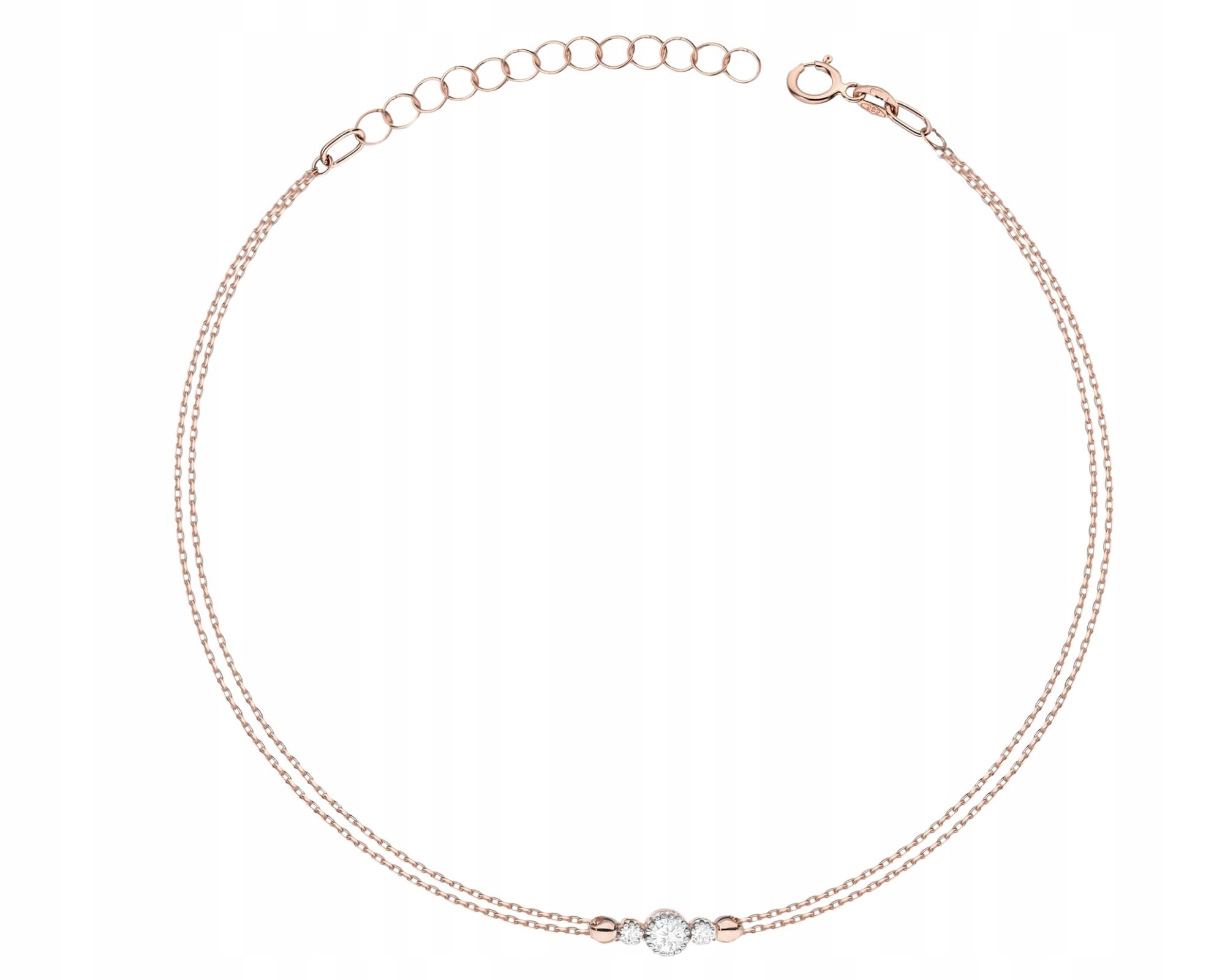 Růžový Zlatý Náramek S Diamanty, Zlato 585 Zlato Ryzost Gravírování Dárek