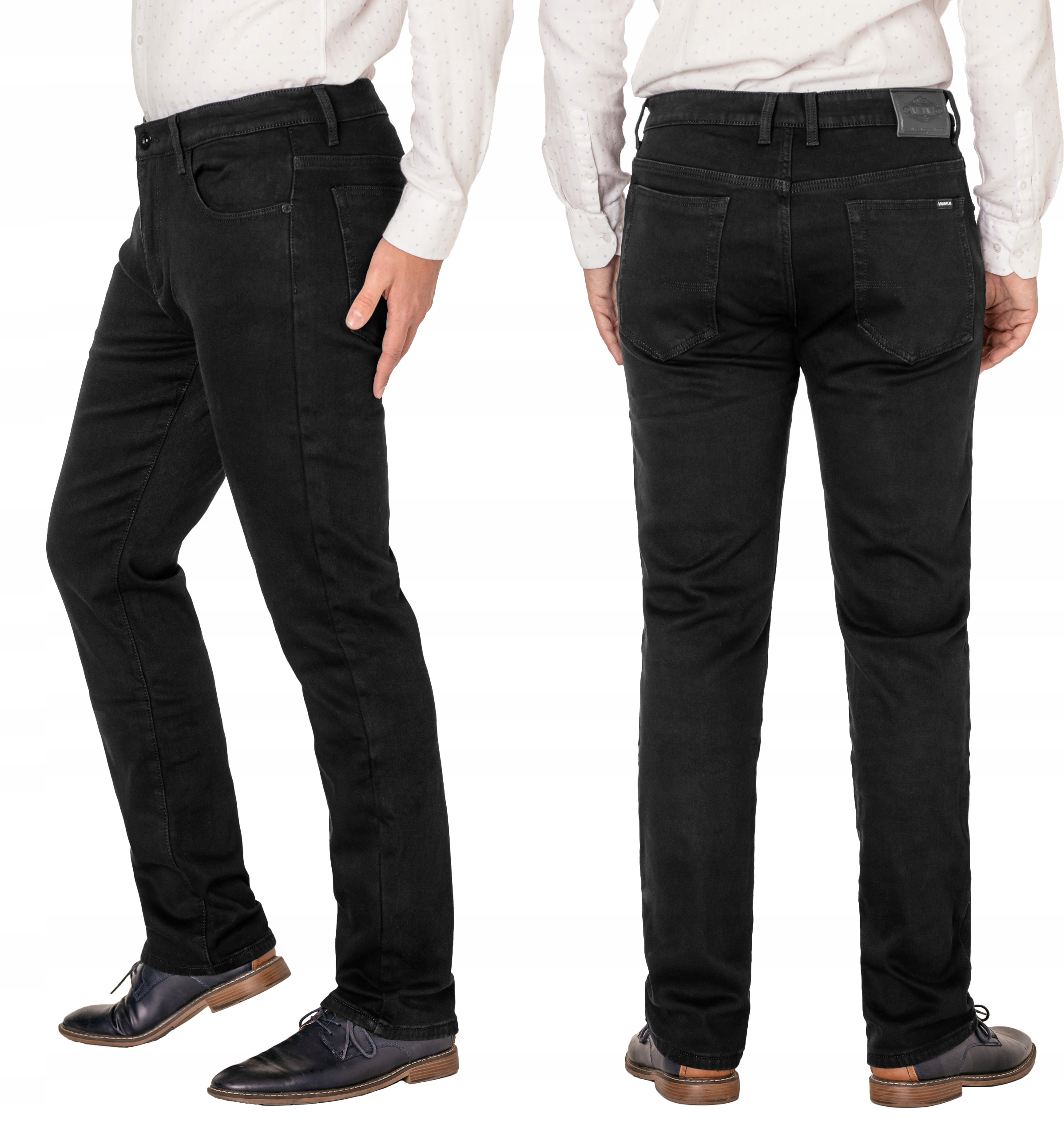 Ciepłe Ocieplane Czarne Spodnie Męskie Jeans Ocieplone Dżins Polar 23190 37