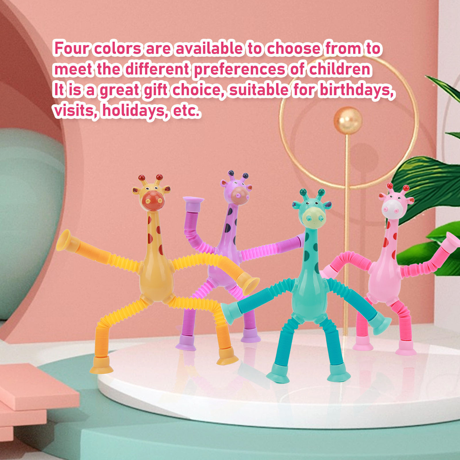 4X TELESKOPOWA PRZYSSAWKA ŻYRAFA FIGURKA SPRĘŻYNKA ROZCIĄGAJĄCE ZABAWKI Płeć chłopcy dziewczynki