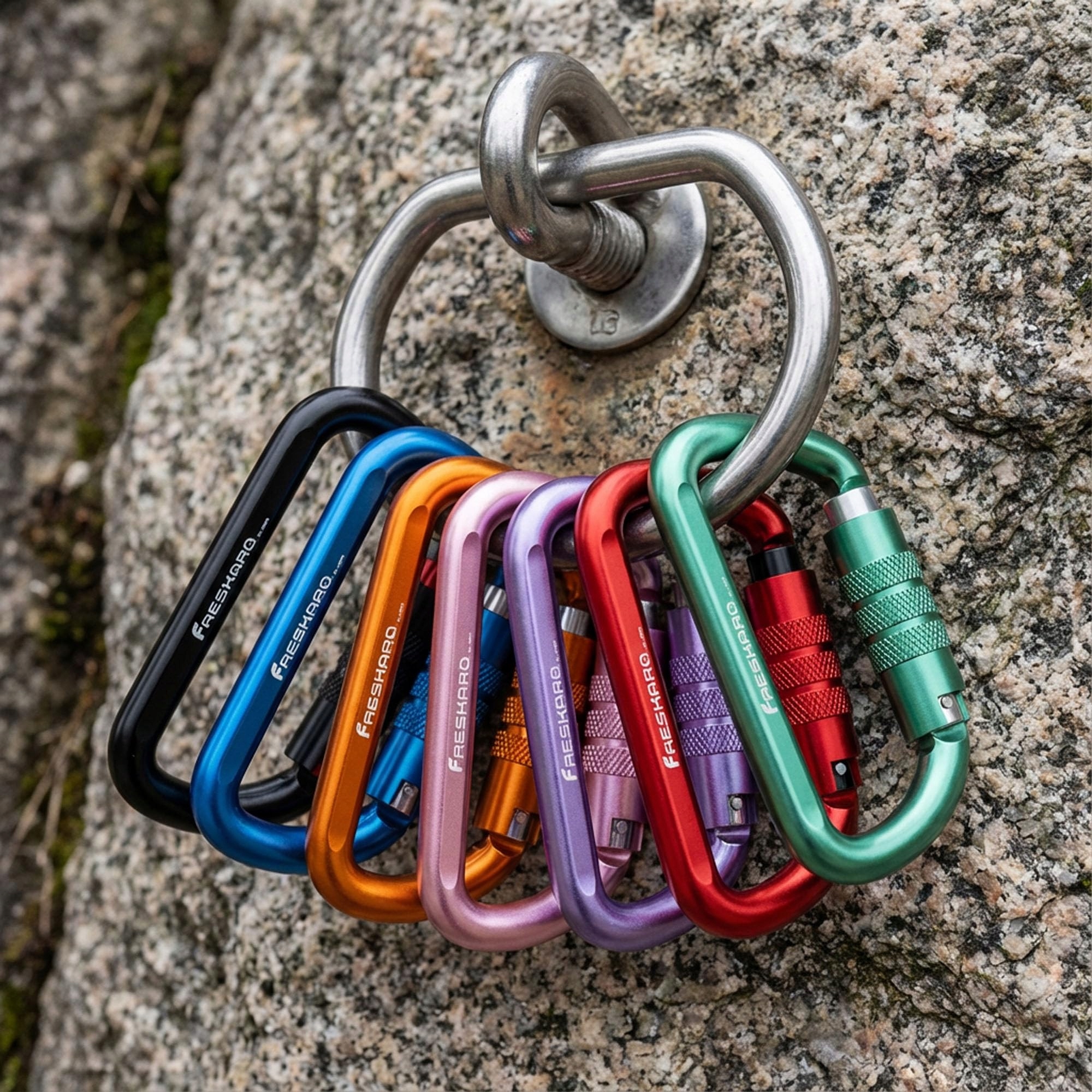 FRESKARO Karabinek Aluminiowy Auto-Lock 1224kg Do Hojdanki Jogi Kempingu — miniatura 8