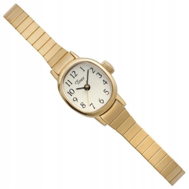 Malé Dámské Bižuterní Zlaté Oválné Hodinky Timex Cavatina Vintage TW2Y474