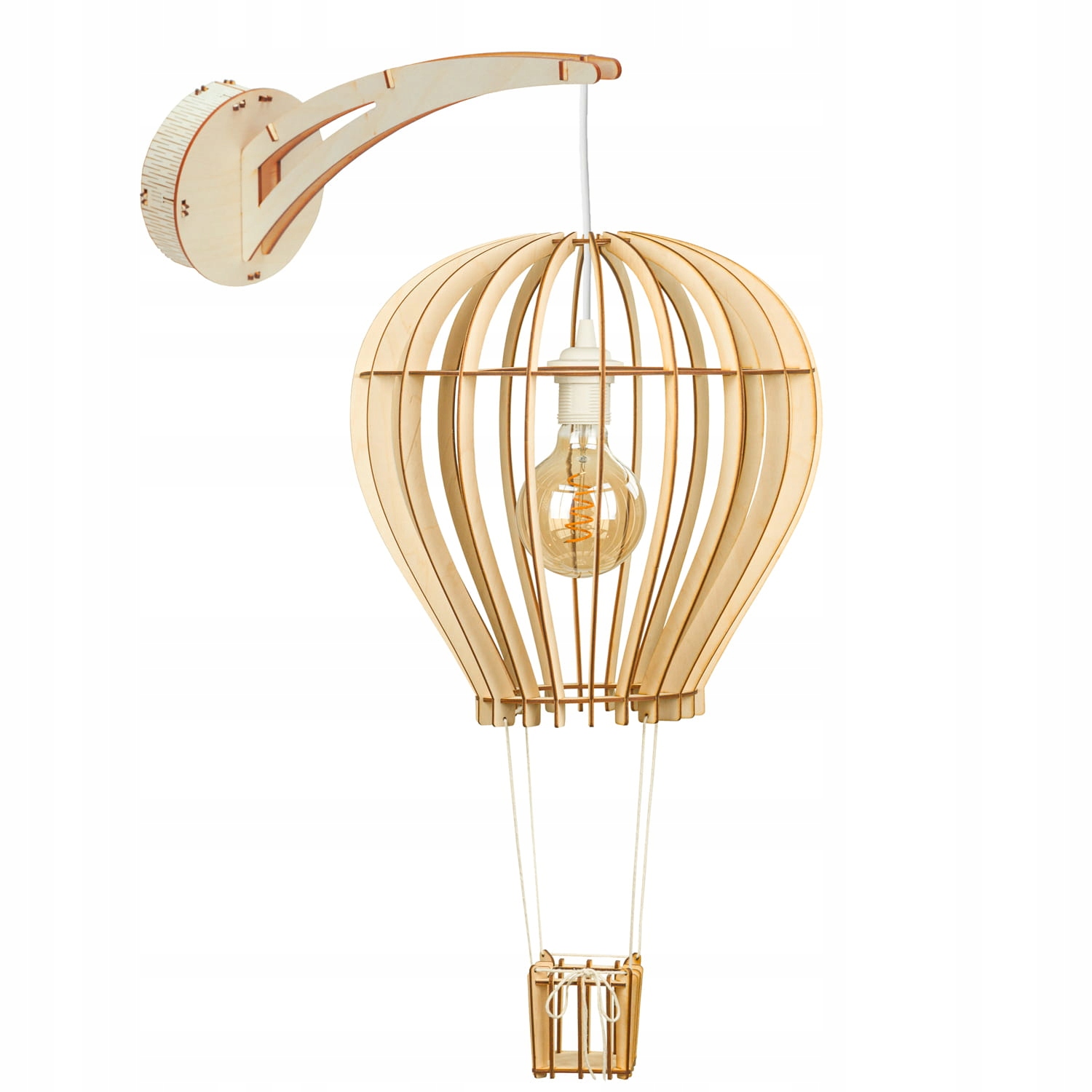 Deku Balónová nástenná lampa dekoratívna, drevená, biela, rám K701