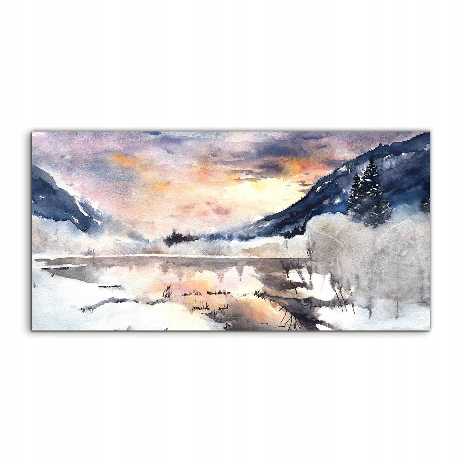 

Fotoobraz 100x50 nowoczesny Góry Jezioro Akwarele