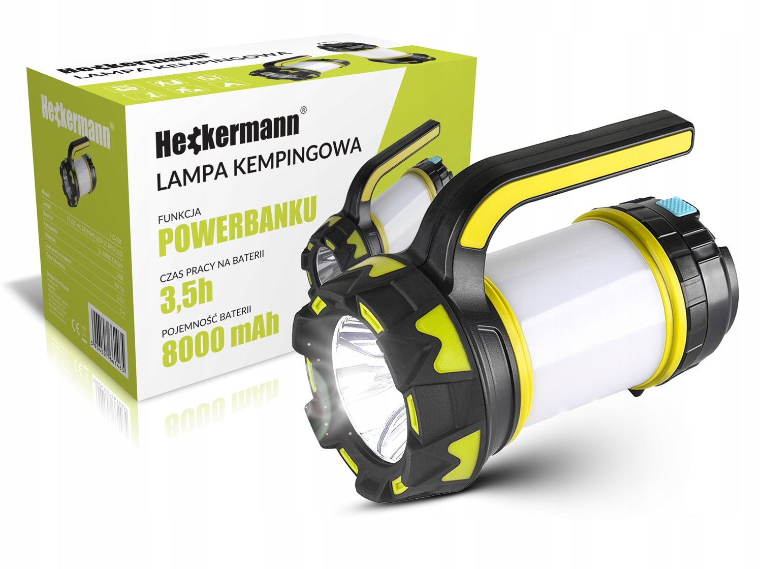 АККУМУЛЯТОРНЫЙ ФОНАРИК ПОИСК ОТРАЖАТЕЛЬ СВЕТОДИОДНАЯ ЛАМПА POWERBANK USB 8000 мАч Питание от аккумулятора