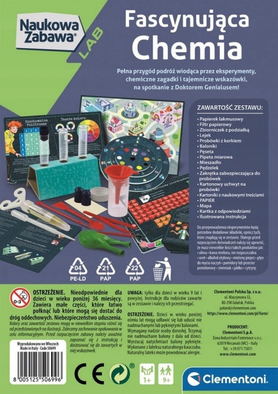 ZABAWKA EDUKACYJNA dla Dzieci Fascynująca Chemia Materiał karton plastik