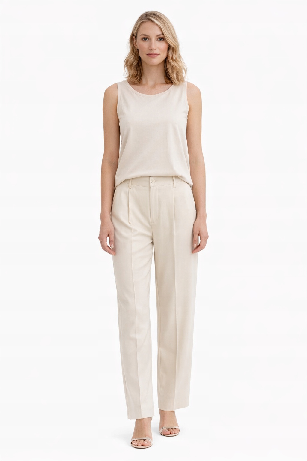 Sisley Béžové Chinos Kalhoty Z Viskózy, Jednoduché, Klasické, 36 I4B