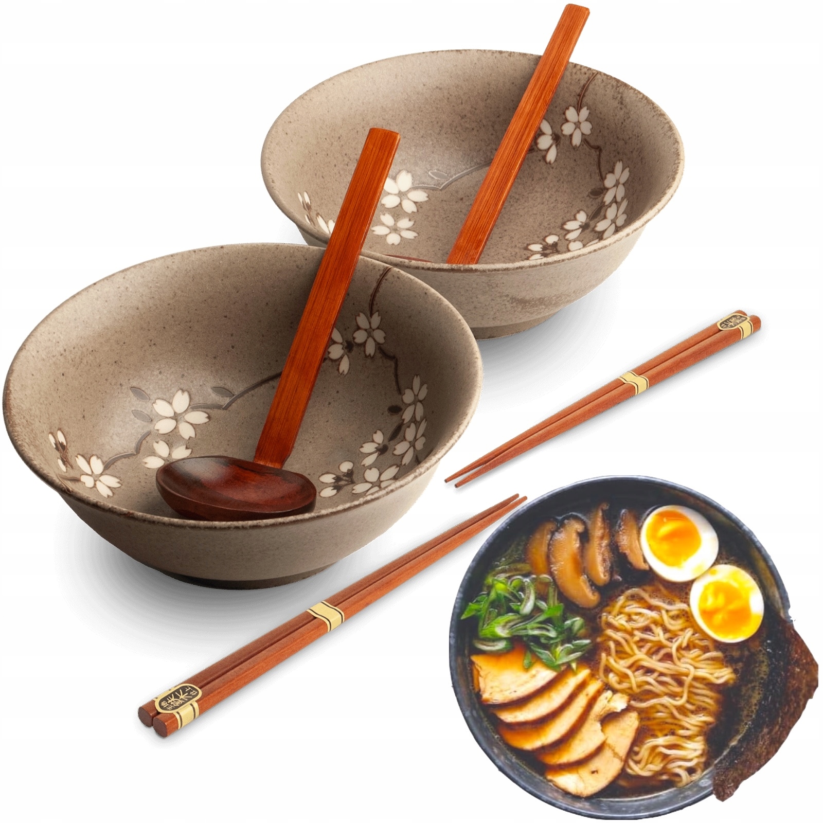 Sada misek a tyčinek na polévku a těstoviny Ramen Anemone Taupe