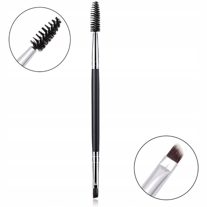 PĘDZELEK 2w1 DWUSTRONNY SKOŚNY GRZEBYK SZCZOTECZKA DO STYLIZACJI RZĘS BRWI