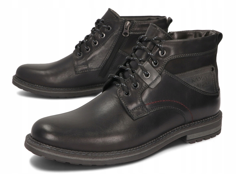 TRZEWIKI ZIMOWE BUTY POLSKIE SKÓRA 152 CZARNY 46 Długość wkładki 31 cm