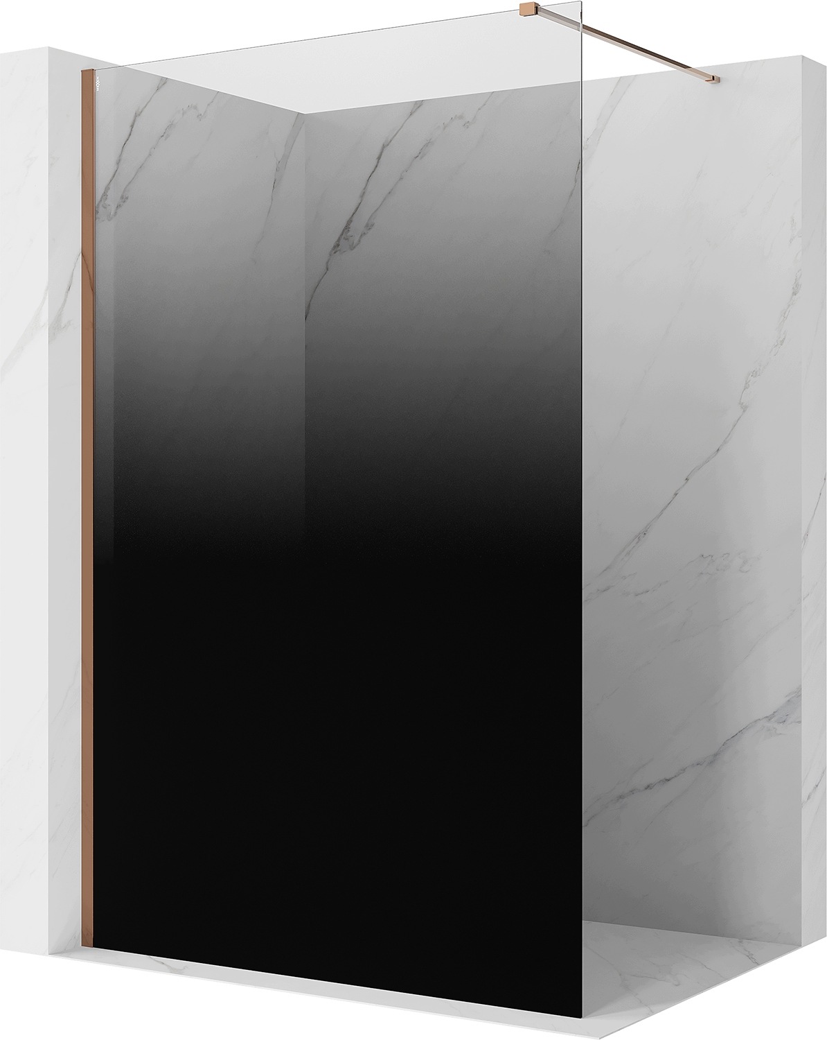 Mexen Kioto Ścianka Prysznicowa Walk-in 140X200CM Czarna 8MM Różowe Złoto