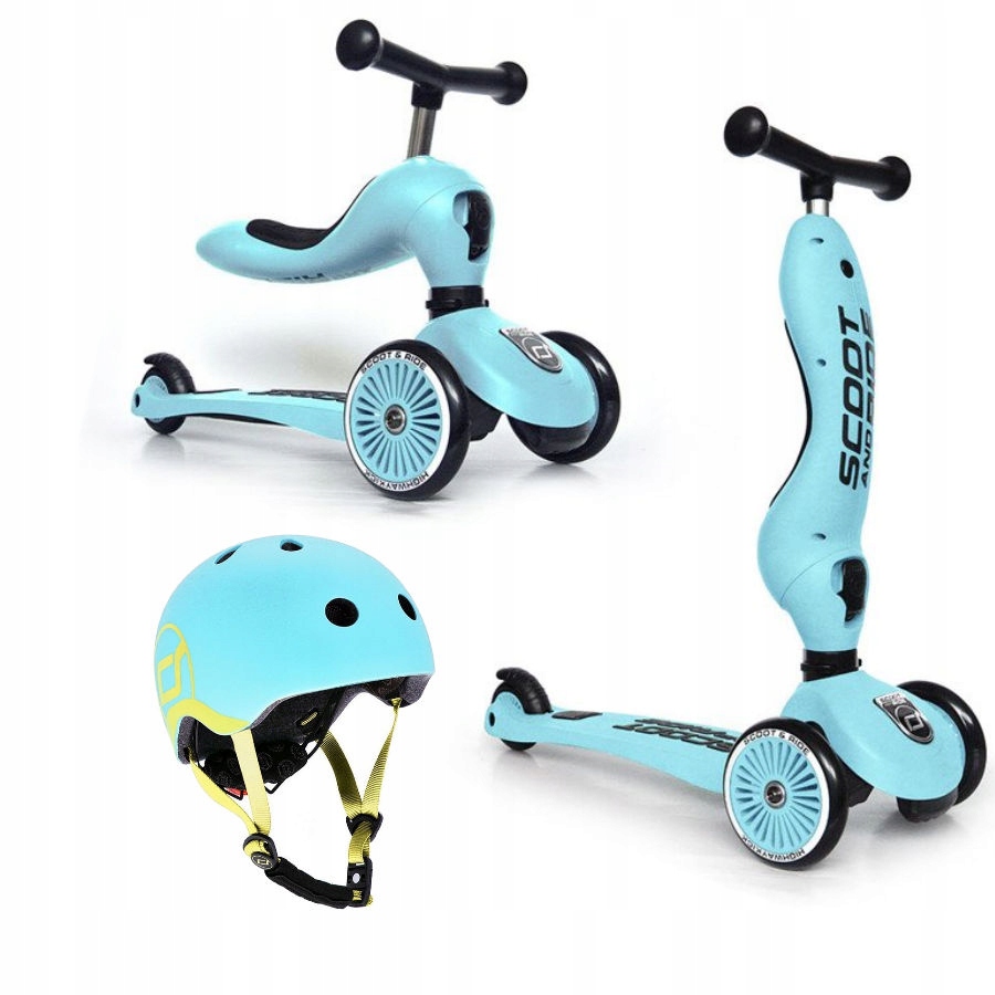 Zestaw Scootandride Highwaykick 1 Jeździk, hulajnoga 2w1 Kask Xxs-s Blueb