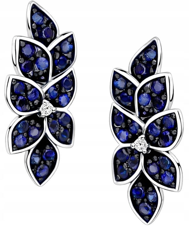 Kolczyki srebrne damskie kwiatki z cyrkoniami angielskie srebro 925