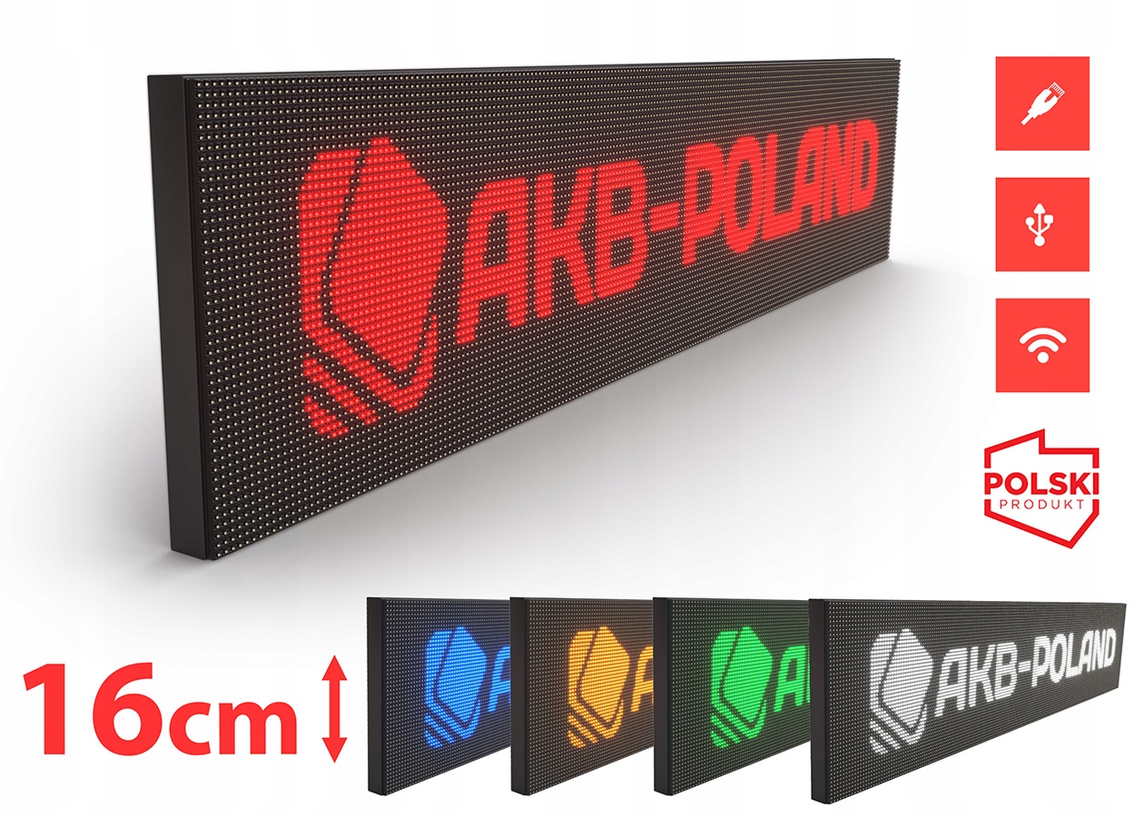 REKLAMA TABLICA LED WYŚWIETLACZ ZEWNĘTRZNY BLUE PRODUCENT PREMIUM 192x16 Marka inna