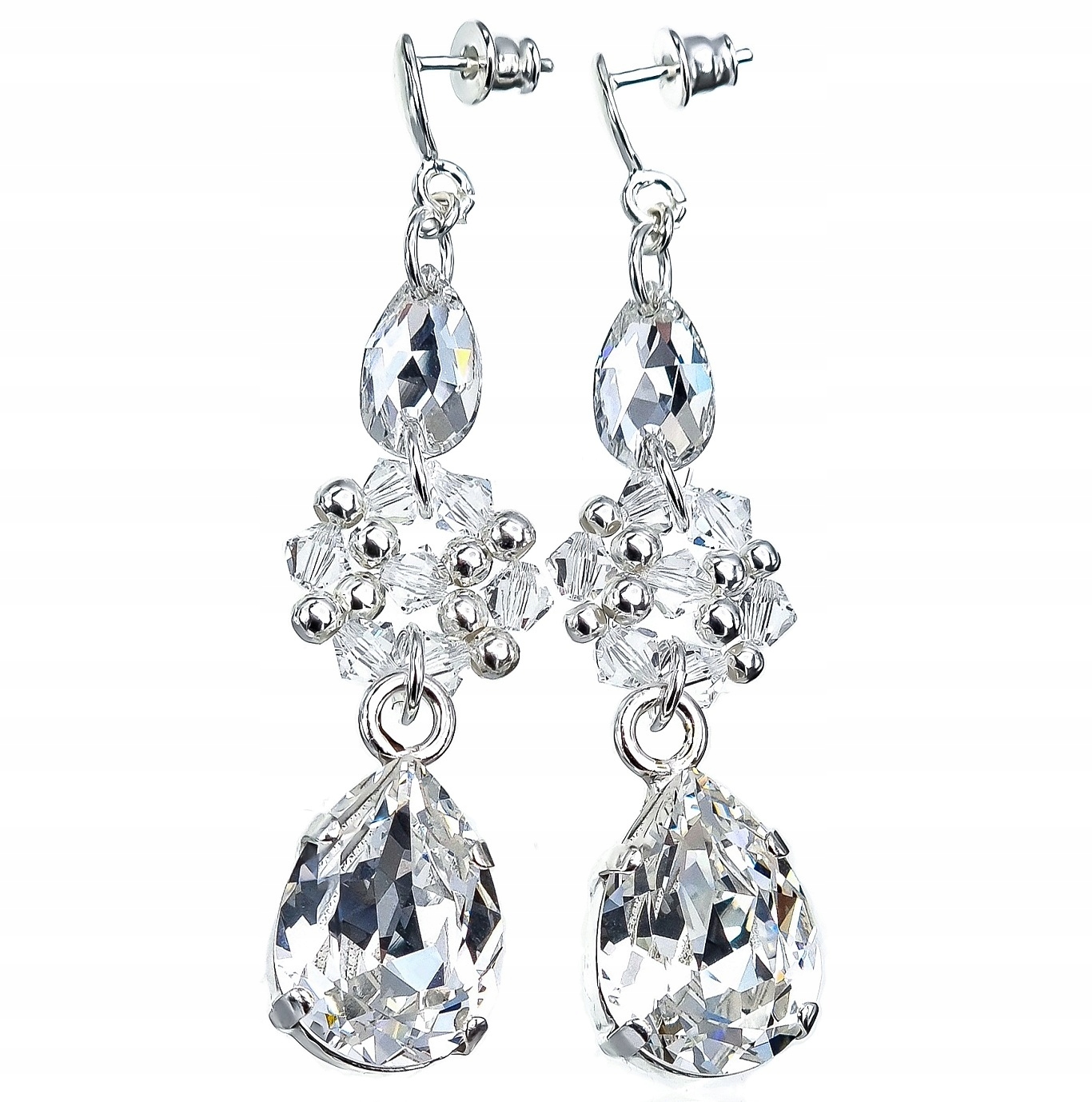 Krystaly Svatební Krásné Náušnice Crystal Stříbro