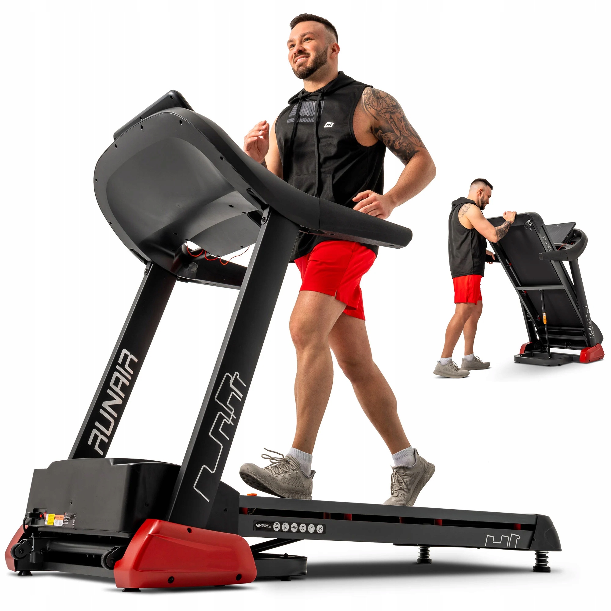 Bieżnia Elektryczna 3HP Domowa Składana Kąt Regulacja Amortyzacja 20km/h