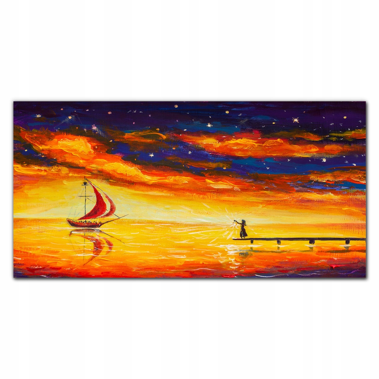 Obraz na plátne do obývačky Námorná Loď obloha noc 140x70