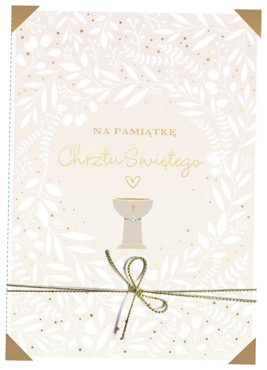 KARTKA Z ŻYCZENIAMI NA CHRZEST ZDOBIONA ELEGANCKA PAMIĄTKA 16,6X11,7 CM