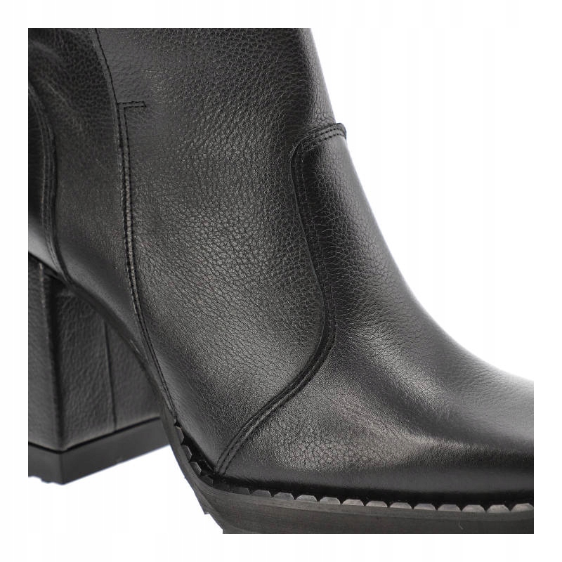 Czarne Botki Exquisite Modne Skórzane Buty Rozmiar 40