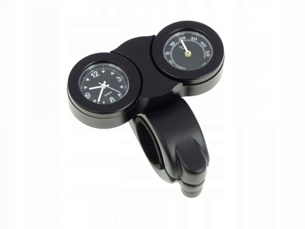 00-29710CZARNY - МОТОЦИКЛ ДВОЙНОЙ ТЕРМОМЕТР ЧАСЫ-МОТОЦИКЛ