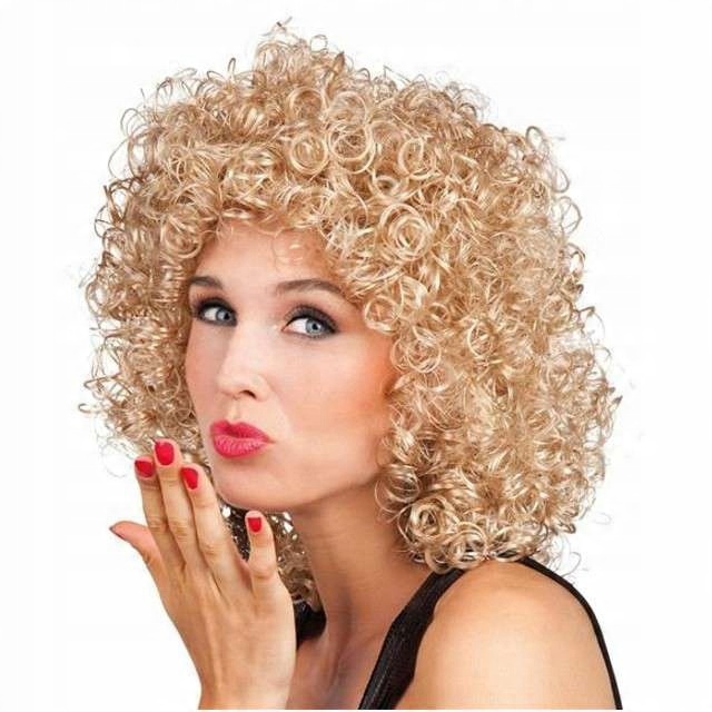

peruka Blond kręcone włosy Disco afro loczki loki