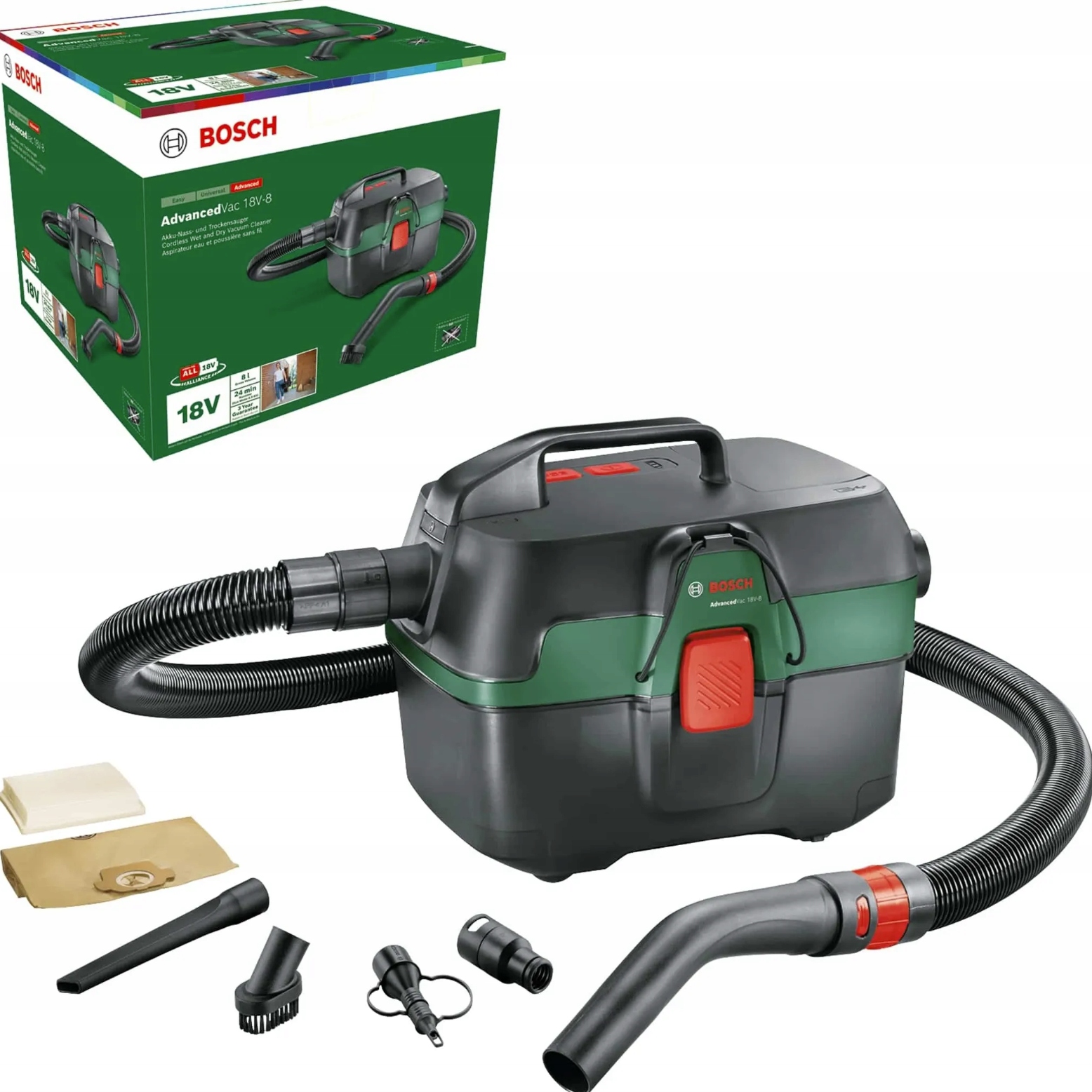 Odkurzacz na sucho i mokro Bosch 18V-8 Advanced Vac 06033E1001
