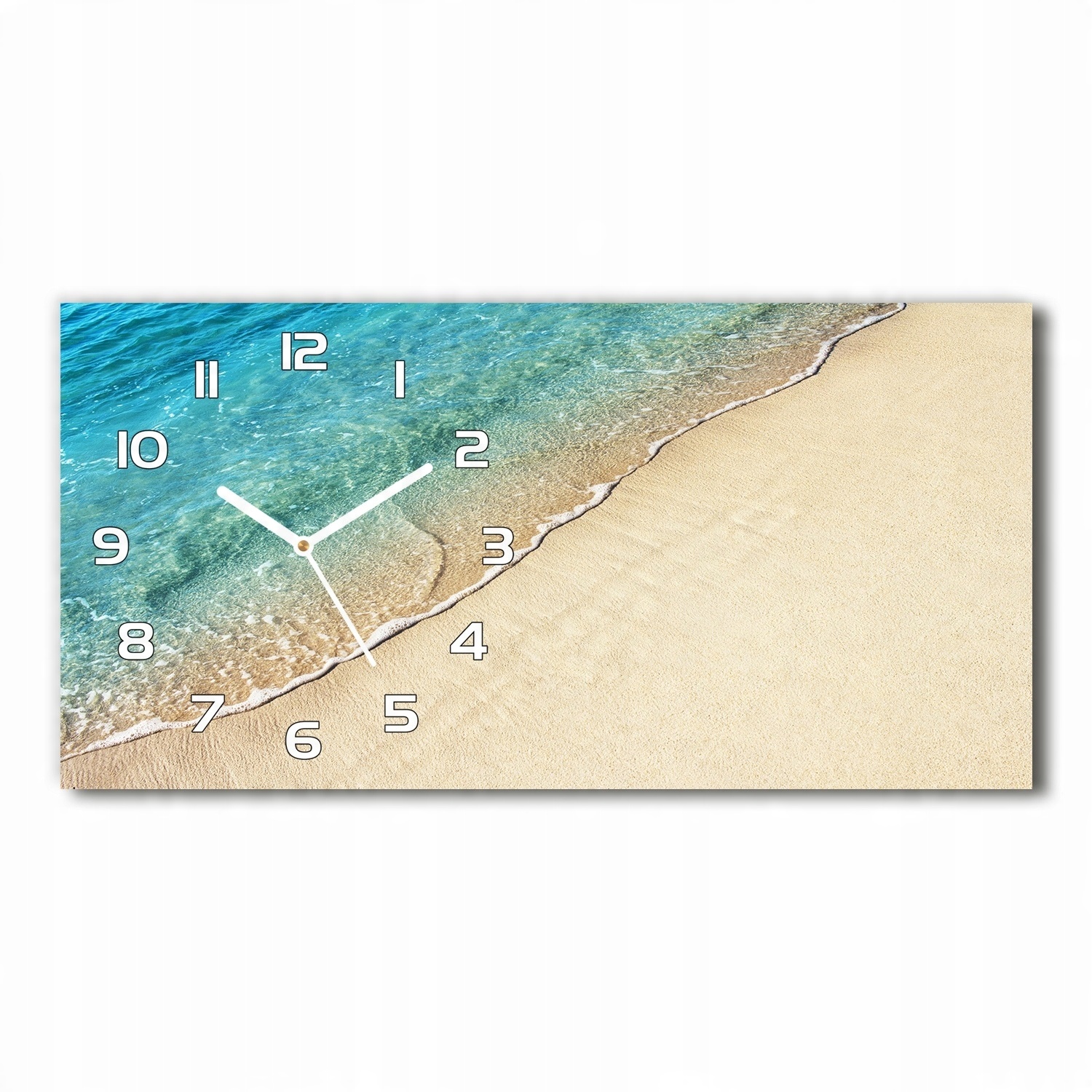 

Zegar ścienny szklany cichy Fala na plaży 60x30 cm