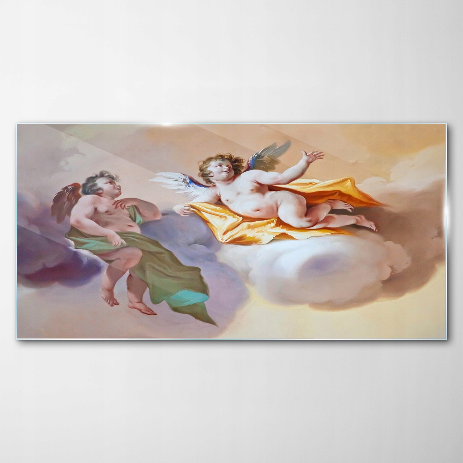 Obraz na skle Dekor Anjeli, oblaky Fresco 100x50