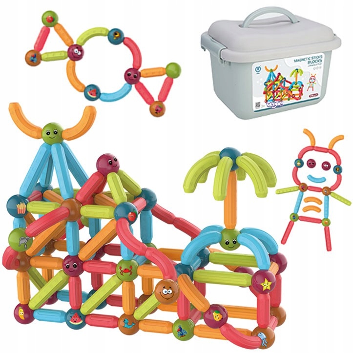 Woopie Magnetyczne Klocki Konstrukcyjne Edukacyjne 128 el.