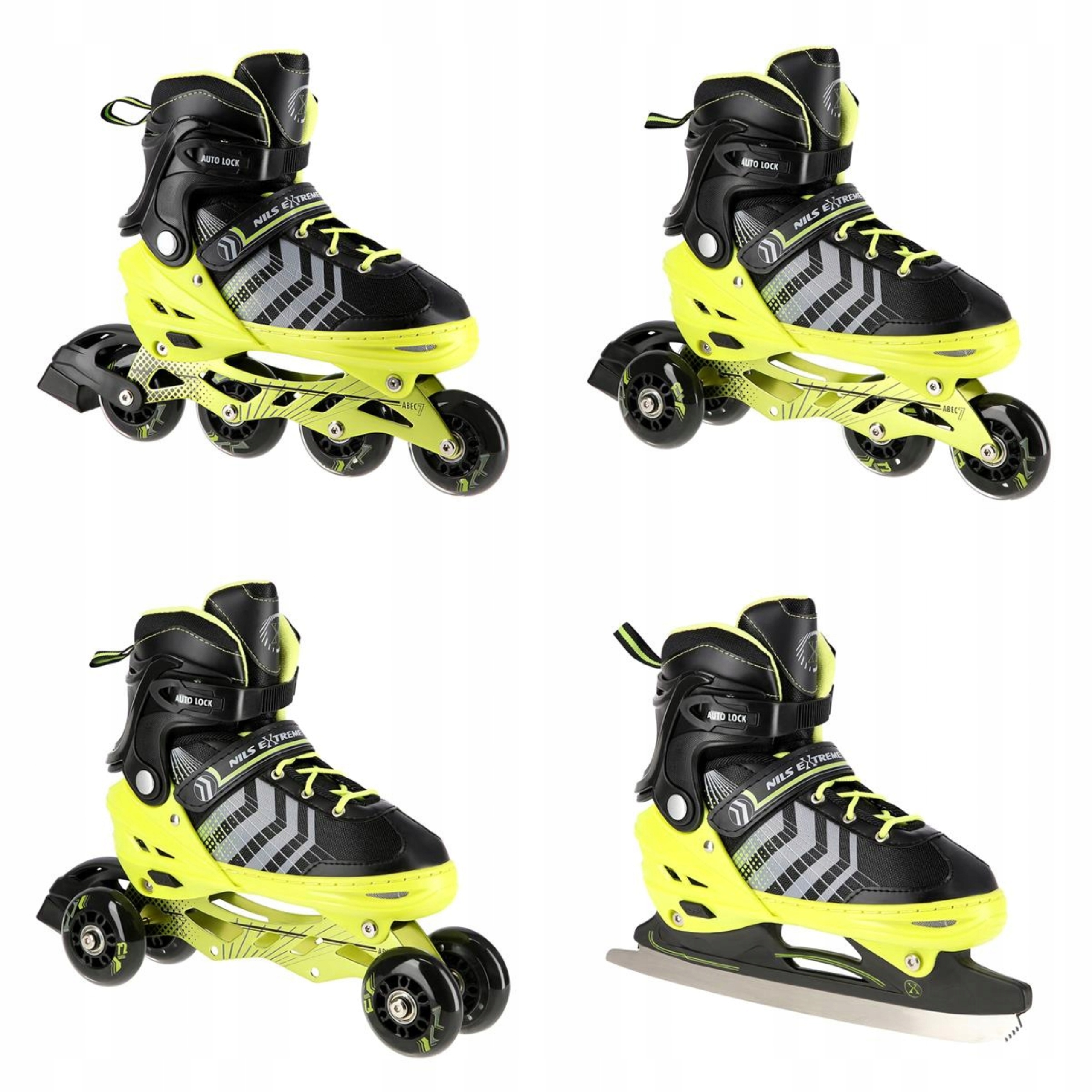 Brusle 2v1 s hokejovou plošinou 4v1 Nils Extreme Černá Zelená 34-38