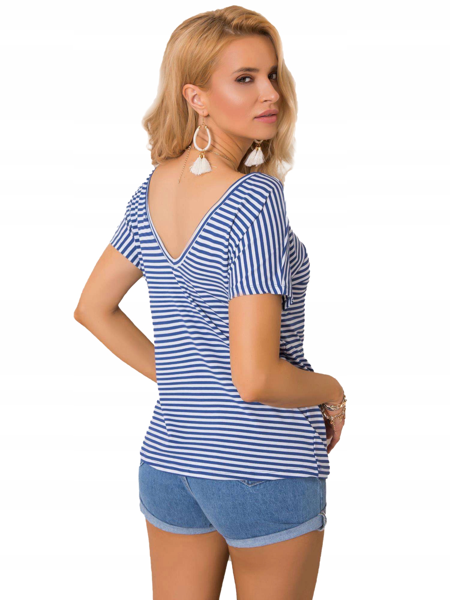 

Koszulka Damska W Paski T-shirt Bawełniana